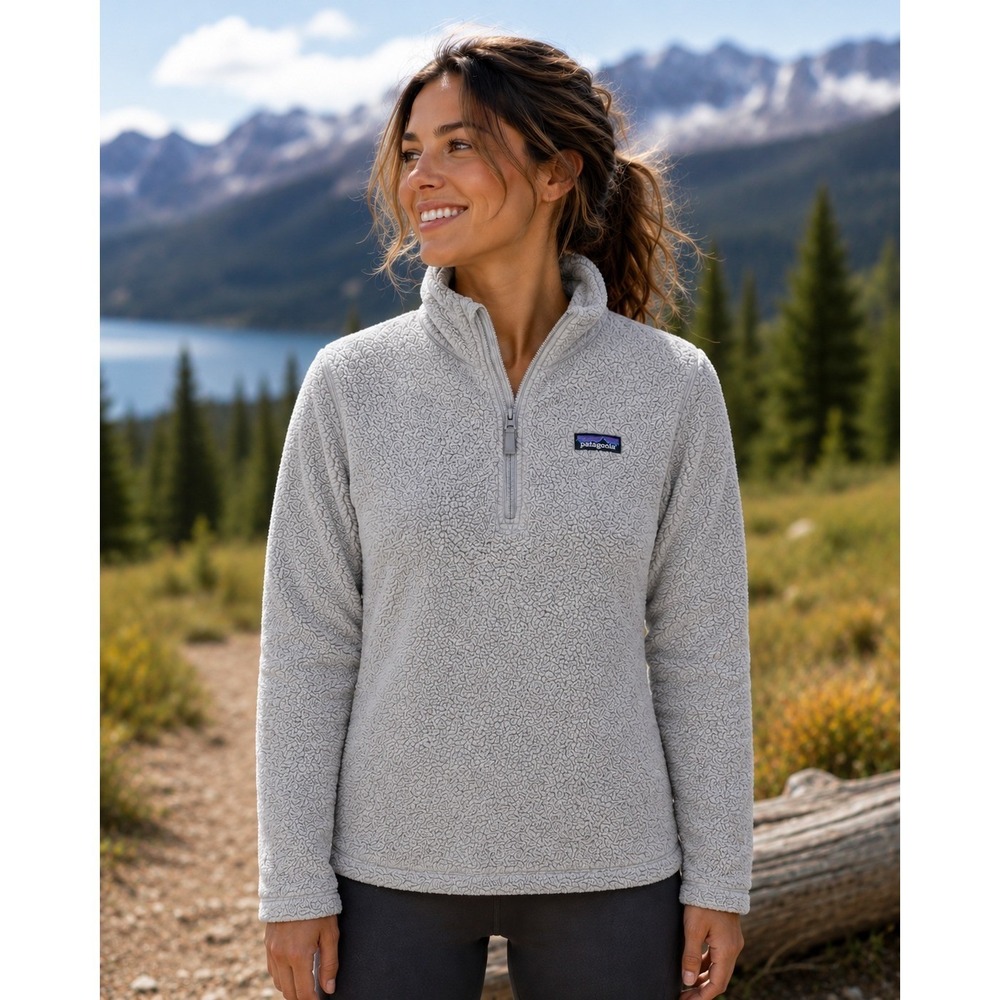 Patagonia Los Gatos 1/4 Zip Fleece Pullover Womens Medium Grey Sherpa
